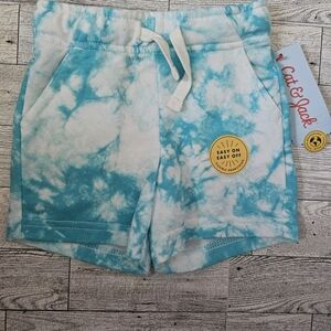 Cat & Jack Draw String Turquoise Tie-Dye Shorts Size 12 Months
